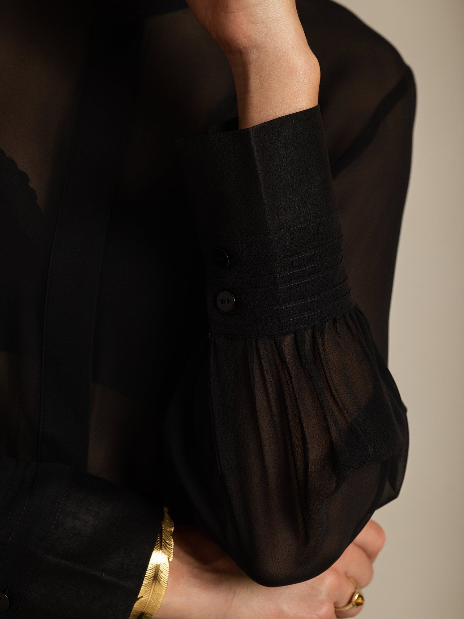 [أسود] SilkSilky-SA الحرير الخالص Split بلايز نسائية 004