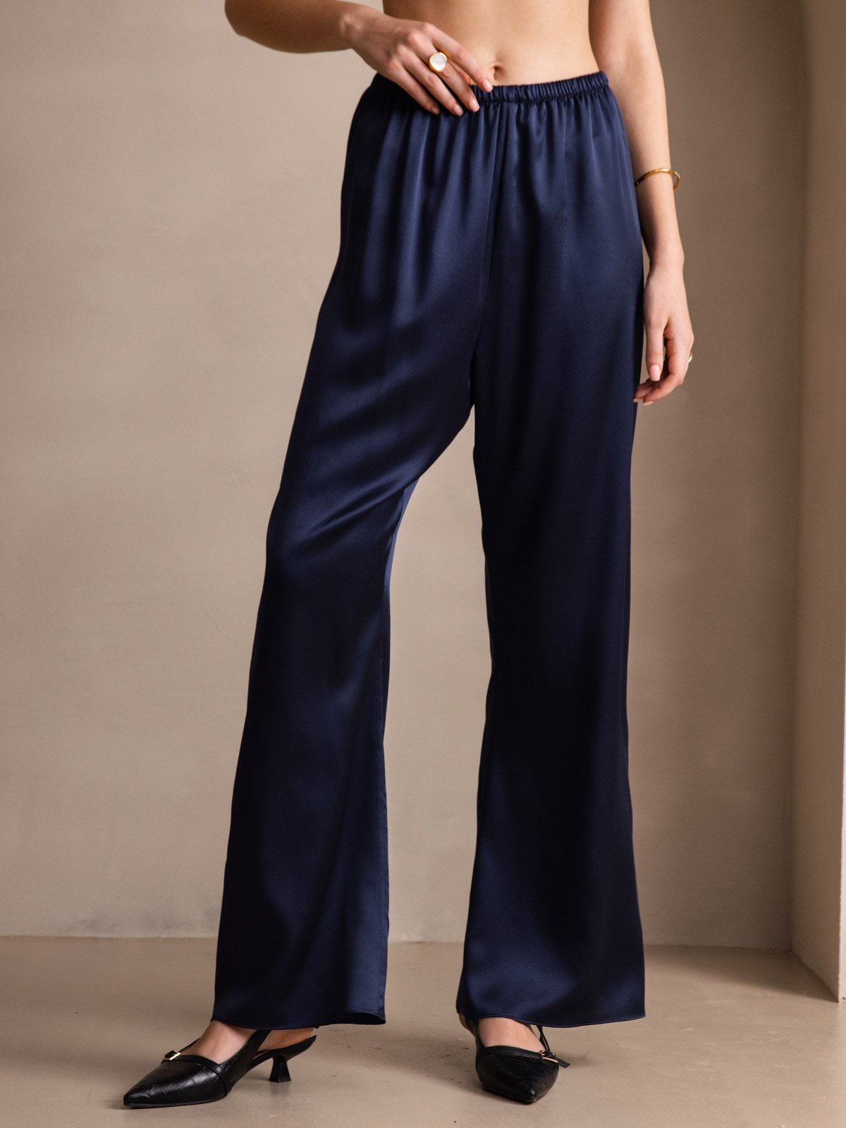 [أزرق غامق] SilkSilky-SA 19Momme الحرير Womens Pants 007