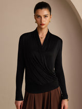 [أسود] SilkSilky-SA Long Sleeve بلوزات نسائية 001