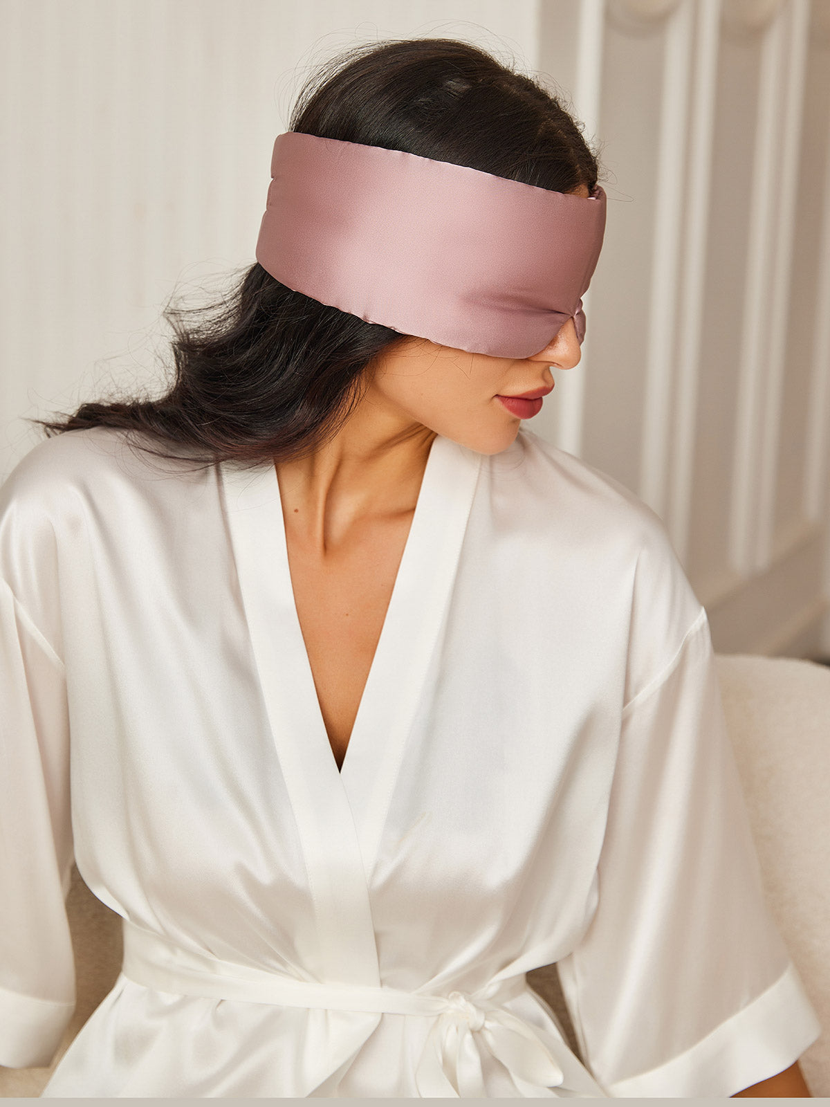 [الوردي الأرجواني] SilkSilky-SA 19Momme الحرير الخالص Eye Mask 003