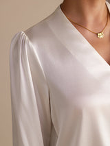 [أبيض] SilkSilky-SA Long Sleeve Blouse 004