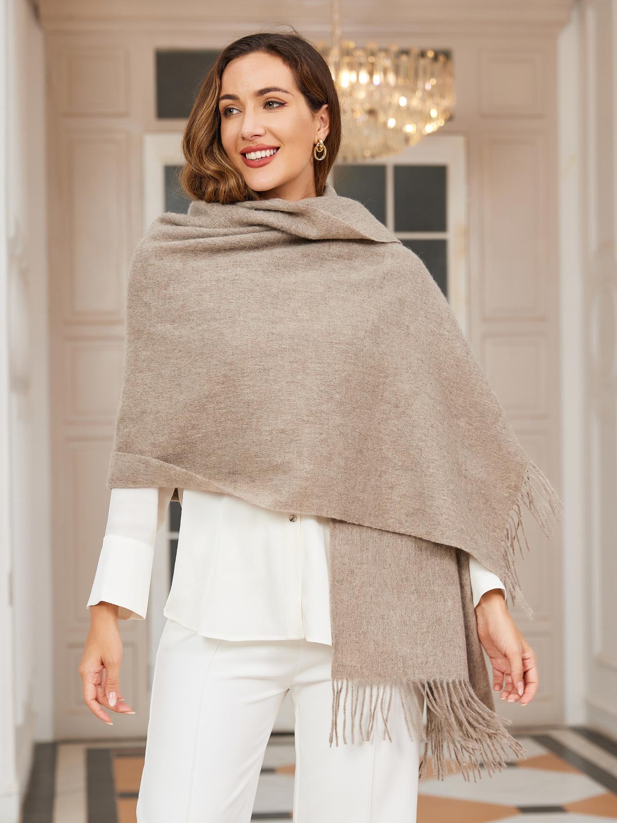 [كاكي غامق] SilkSilky-SA صوف Scarf 003