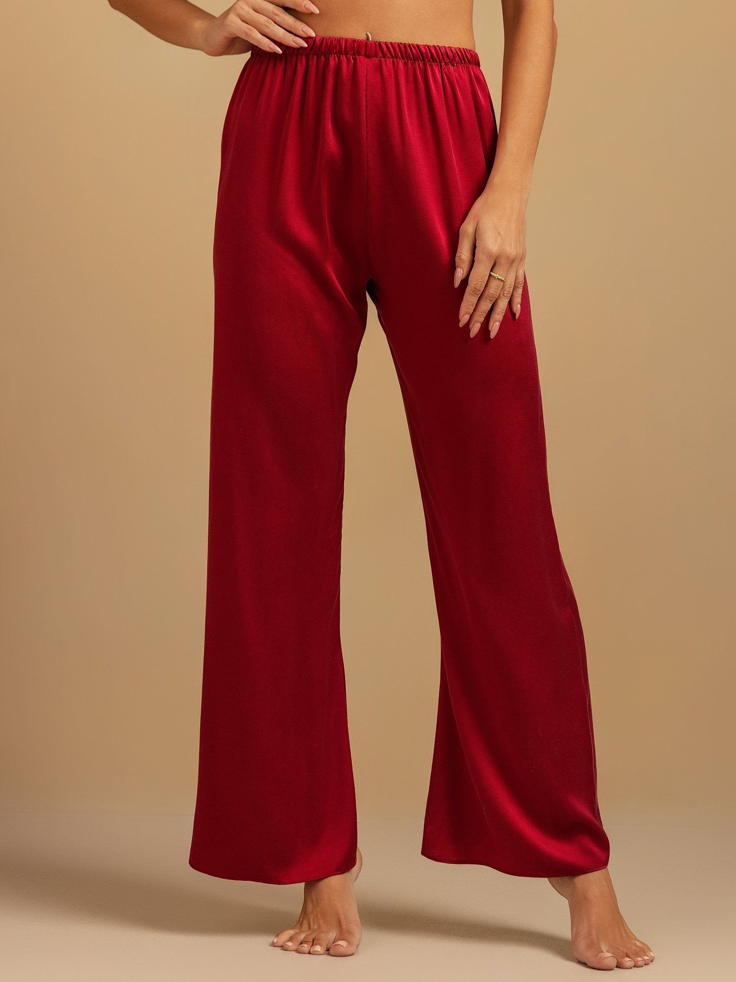 [خمر] SilkSilky-SA 19Momme الحرير Womens Sleep Bottoms 003,