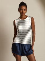 [شريط أبيض] SilkSilky-SA Sleeveless Round Neck كامي 005