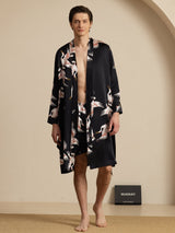 [أسود] SilkSilky-SA 19Momme Long Sleeve Mens Pajamas 002