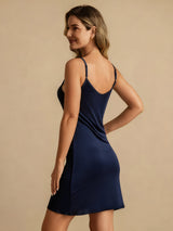 [أزرق غامق] SilkSilky-SA Sleeveless Round Neck ملابس نوم نسائية 002