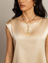 [شامبانيا] SilkSilky-SA Cap Sleeve Round Neck تي شيرت نسائية 005