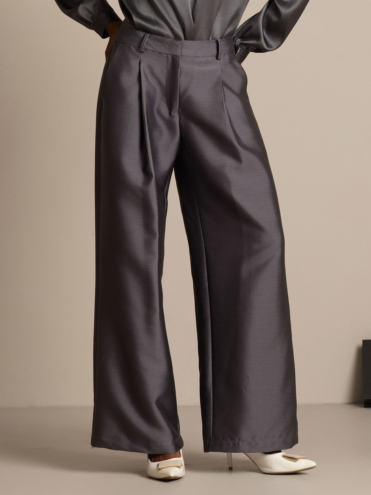 [رمادي] SilkSilky-SA 32Momme الحرير Womens Pants 007,