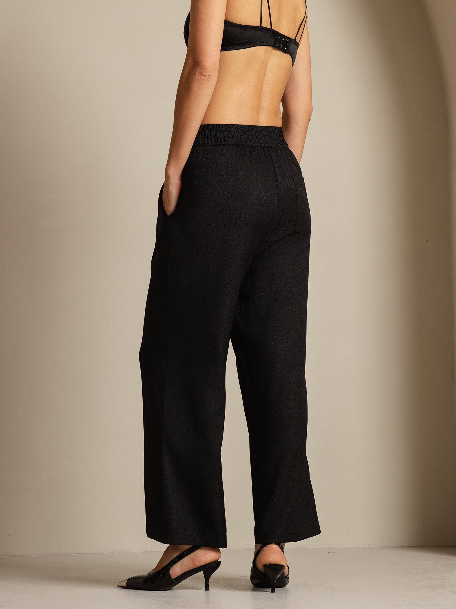 [أسود] SilkSilky-SA 22Momme الحرير Womens Pants 002