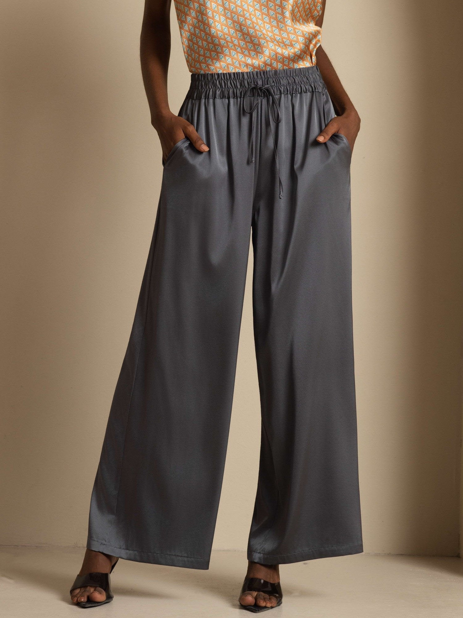 [الرماديالداكن] SilkSilky-SA 19Momme Womens Pants 001