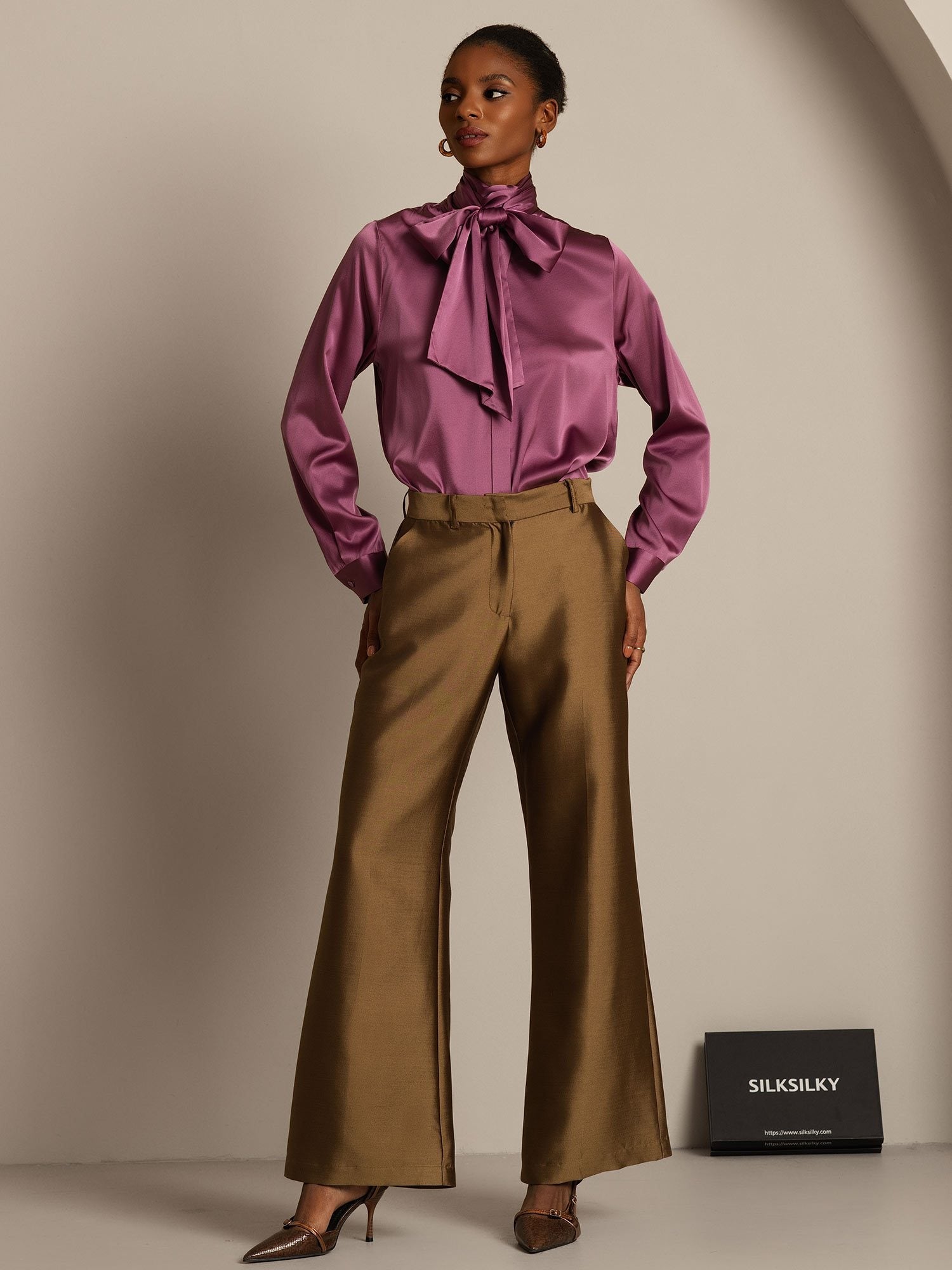 [برونزي] SilkSilky-SA 32Momme الحرير Womens Pants 006,