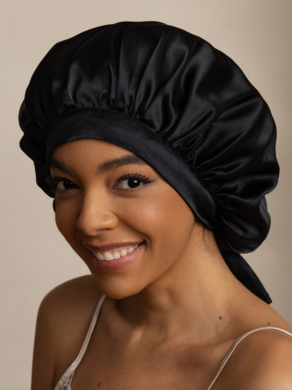 [أسود] SilkSilky-SA الحرير الخالص Sleep Cap 004