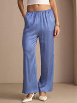 [مقلم دقيق أزرق] SilkSilky-SA Womens Pants 001