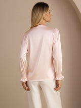 [لون القرنفل] SilkSilky-SA Long Sleeve Split بلوزات نسائية 002