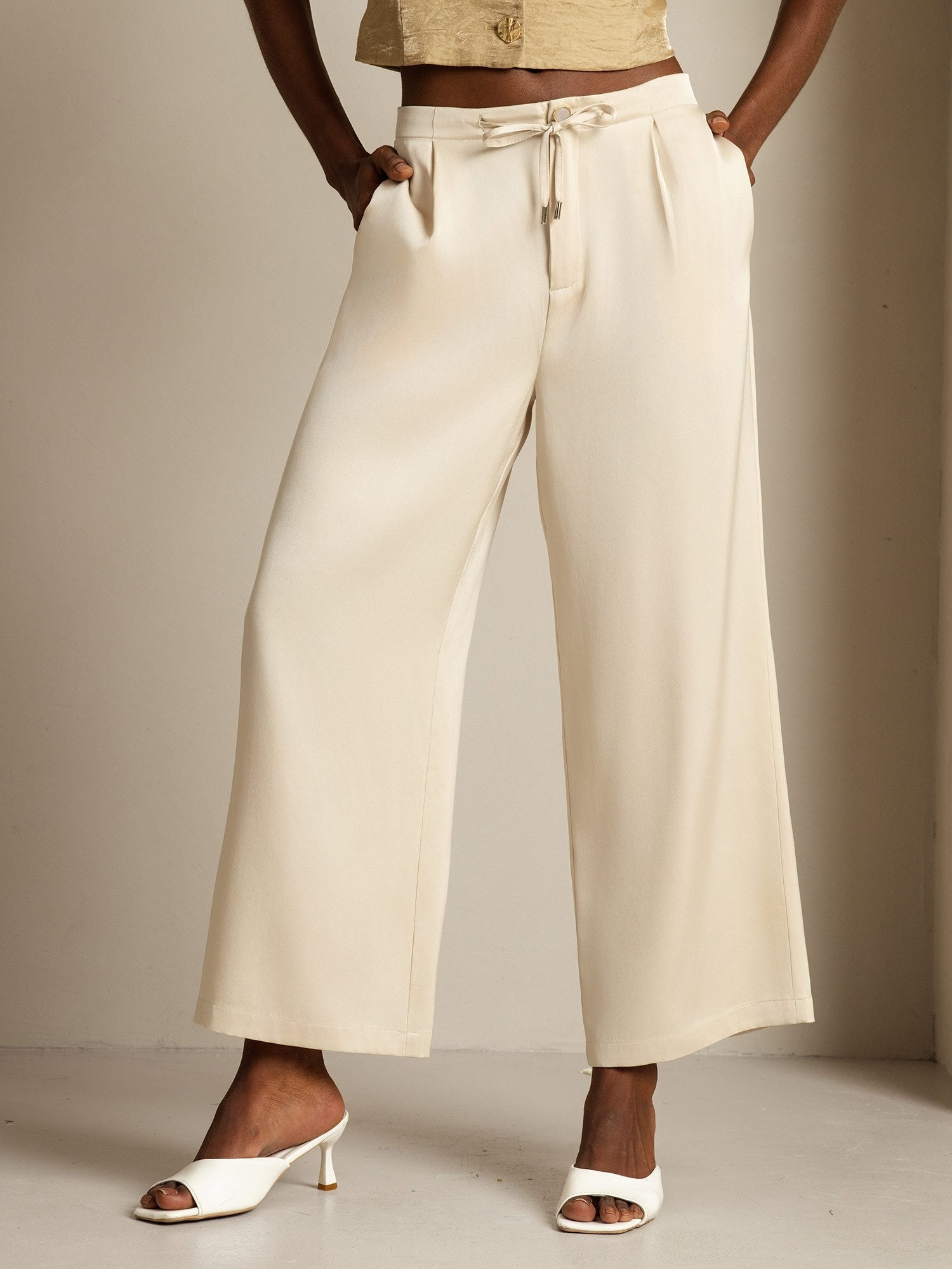 [اللونالبيج] SilkSilky-SA 19Momme الحرير Womens Pants 001