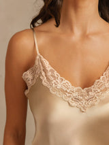 [شامبانيا] SilkSilky-SA الأشرطة السباغيتي V Neck مجموعة قميص قصير 005