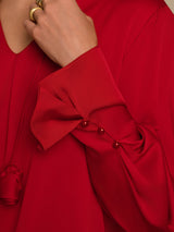 [خمر] SilkSilky-SA Long Sleeve V Neck بلوزات نسائية 005