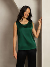 [أخضر غامق] SilkSilky-SA Sleeveless Round Neck كامي 004