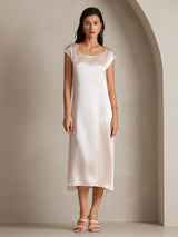 [لون القرنفل] SilkSilky-SA Cap Sleeve فساتين نسائية 004