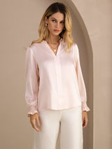 [لون القرنفل] SilkSilky-SA Long Sleeve Split بلوزات نسائية 001