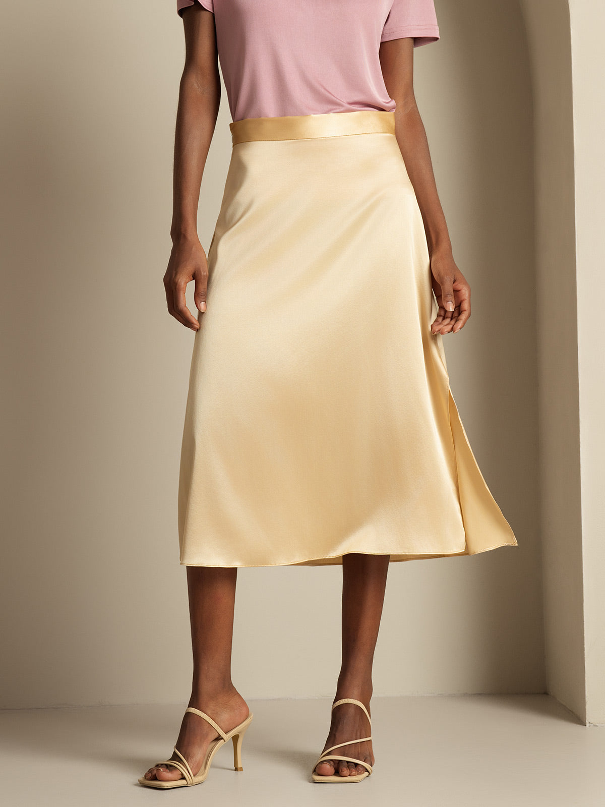 [شامبانيا] SilkSilky-SA 19Momme الحرير Skirt 003