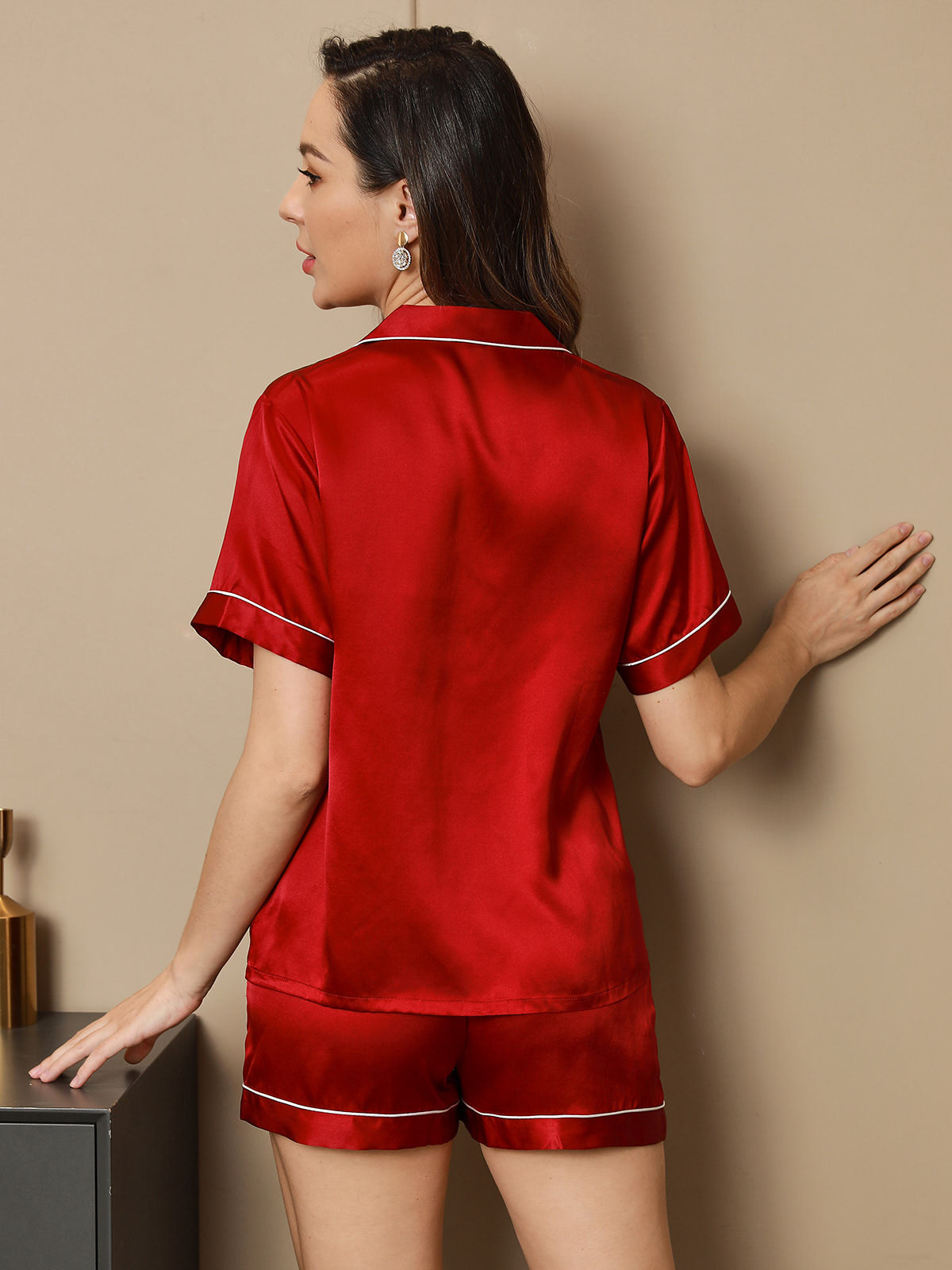 [خمر] SilkSilky-SA الحرير الخالص Womens Pajamas 002