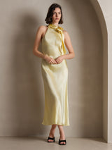 [أصفر فاتح] SilkSilky-SA Sleeveless Tie Neck فساتين نسائية 003