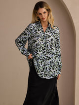 [فهد نيلي] SilkSilky-SA Long Sleeve Lapel Collar بلوزة 001