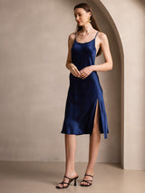 [أزرق غامق] SilkSilky-SA Sleeveless فساتين نسائية 005