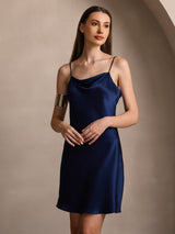 [أزرق غامق] SilkSilky-SA Sleeveless Cowl Neck فساتين نسائية 003