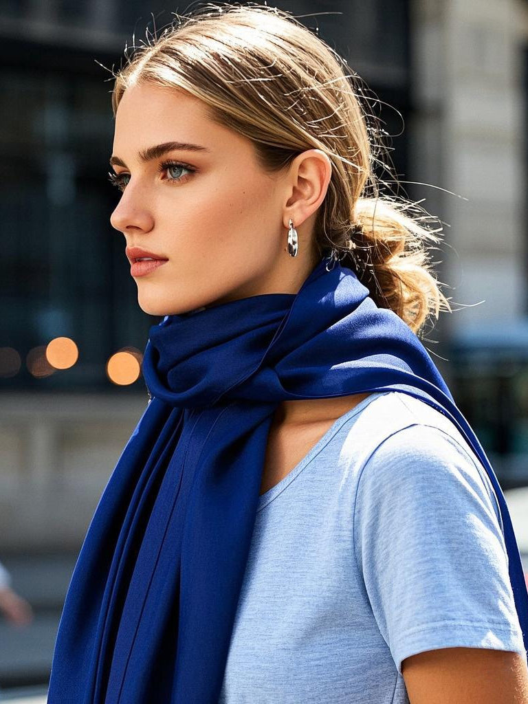 [أزرق غامق] SilkSilky-SA وشاح 002