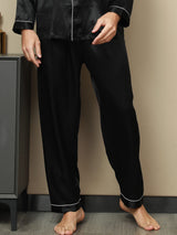 [أسود] SilkSilky-SA الحرير الخالص Mens Sleep Bottoms 003,