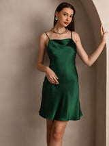 [أخضر] SilkSilky-SA Sleeveless Cowl Neck فساتين نسائية 005