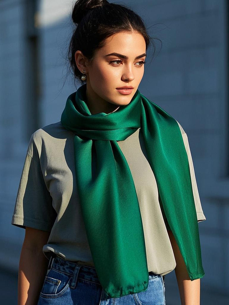 [أخضر غامق] SilkSilky-SA وشاح 001