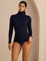 [أزرق غامق] SilkSilky-SA Long Sleeve Turtle Neck تي شيرت نسائية 005