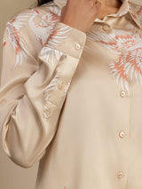 [شامبانيا] SilkSilky-SA Long Sleeve Lapel Collar بلايز نسائية 005