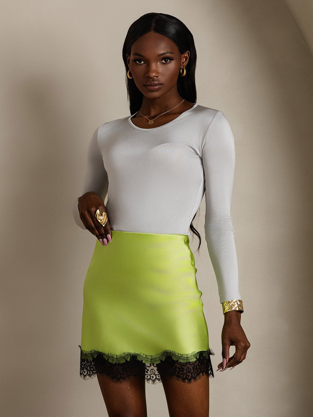 SilkSilky-SA 19Momme الحرير Skirt نعناع 003