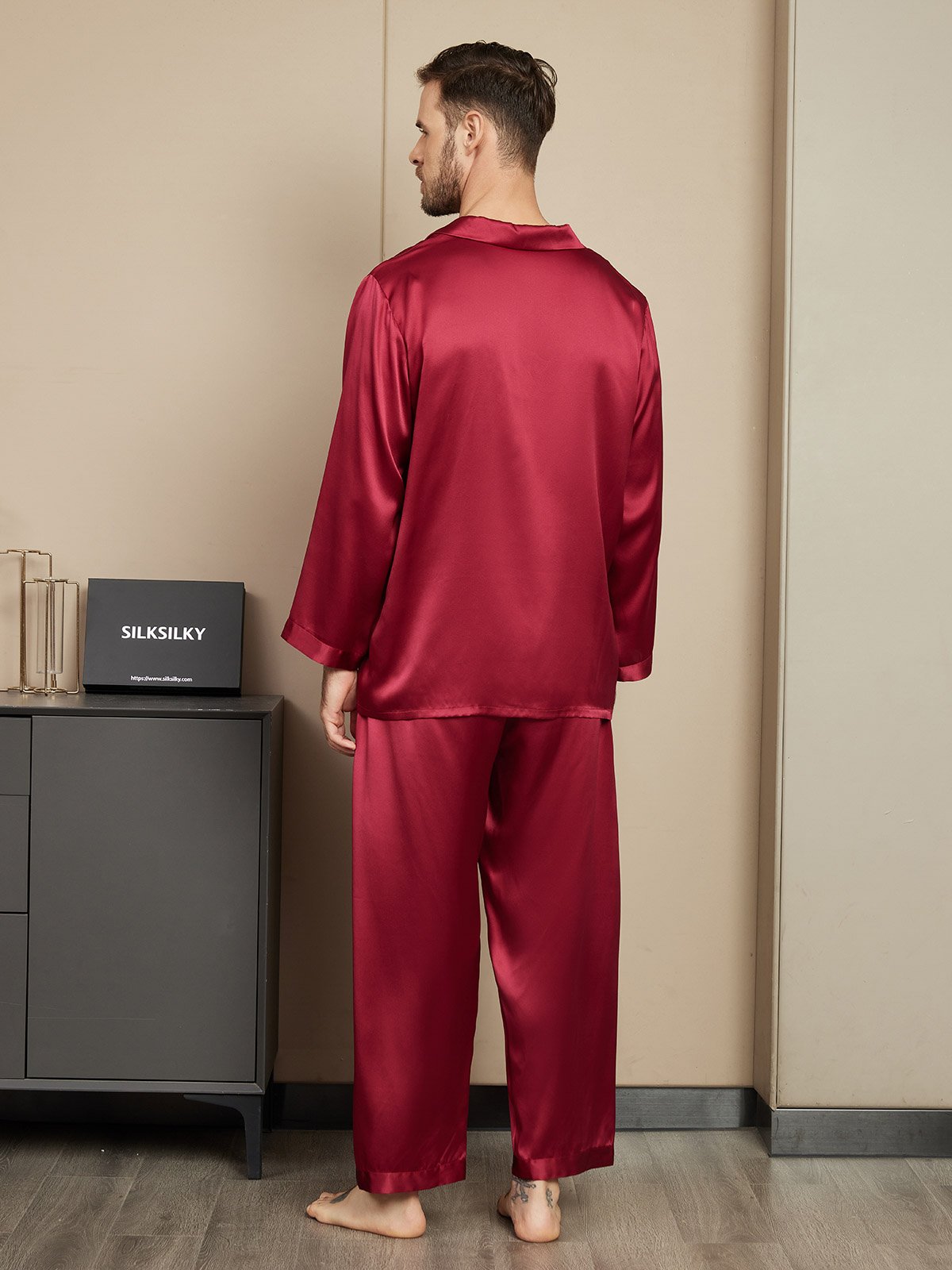 [خمر] SilkSilky-SA الحرير الخالص Mens Pajamas 002