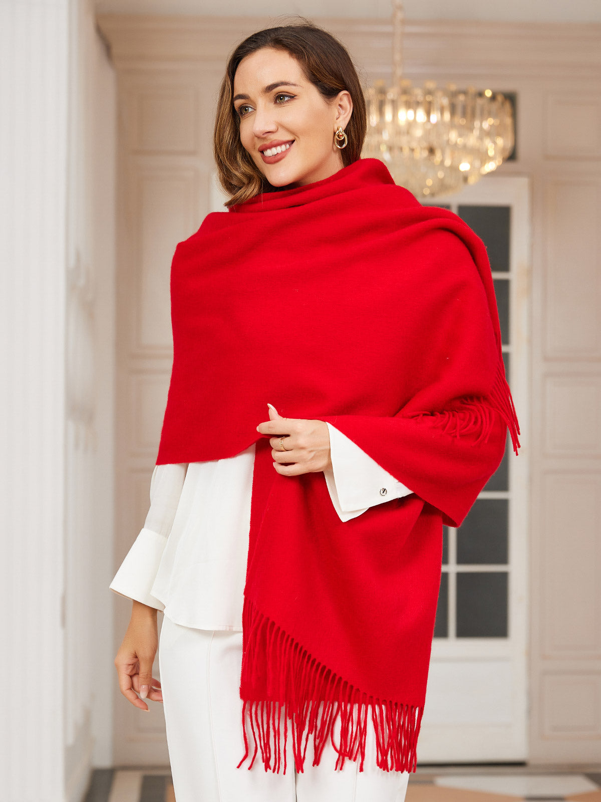 [أحمر] SilkSilky-SA صوف Scarf 003