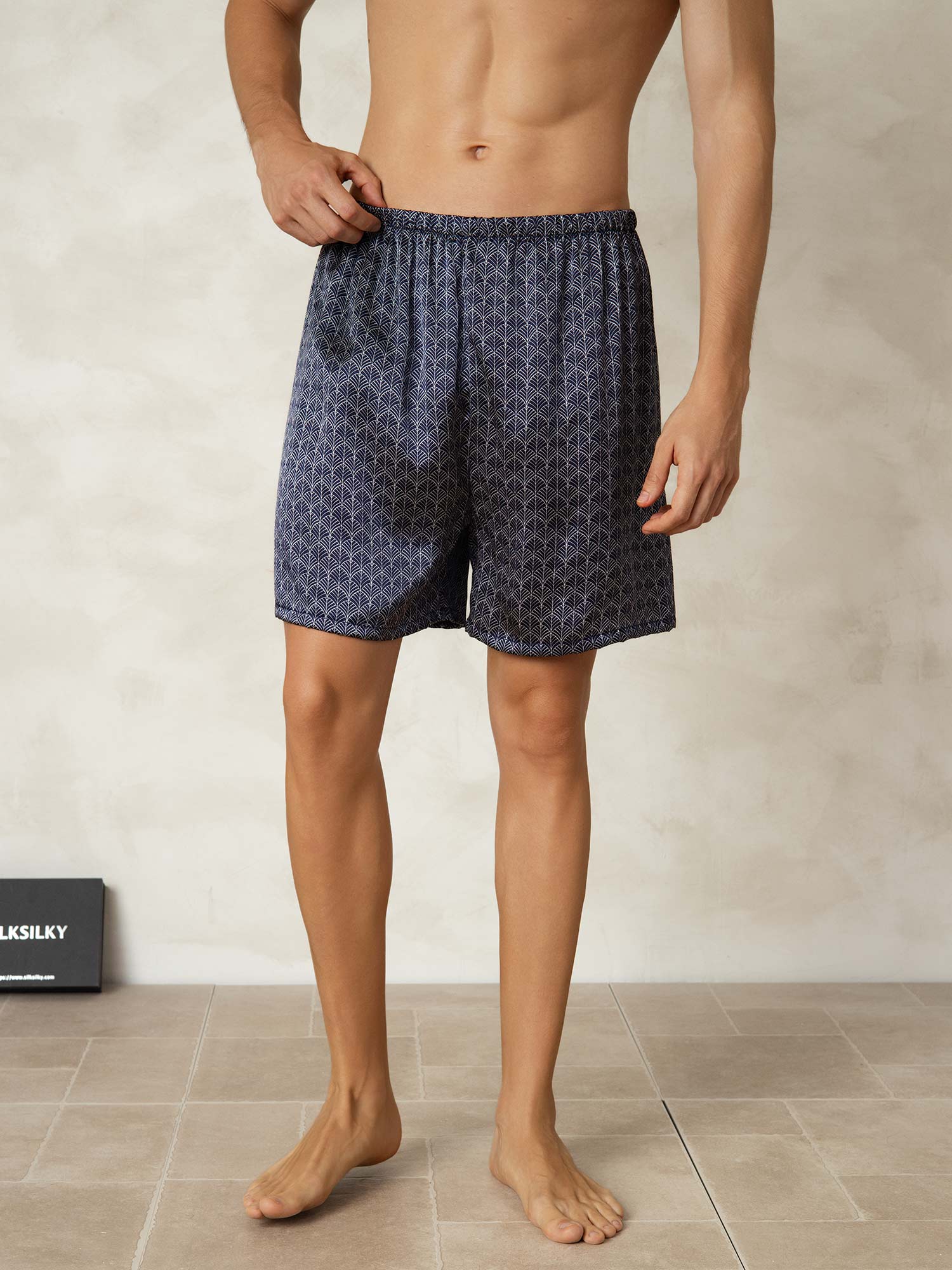 [جنكو كحلي] SilkSilky-SA الحرير الخالص Mens Sleep Bottoms 001
