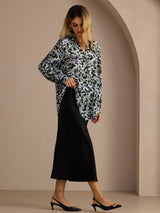 [فهد نيلي] SilkSilky-SA Long Sleeve Lapel Collar بلوزة 005
