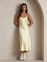 [أصفر فاتح] SilkSilky-SA Sleeveless V Neck باس النوم 001