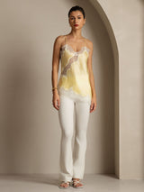 [أصفر فاتح] SilkSilky-SA Spaghetti Strap V Neck كامي 007