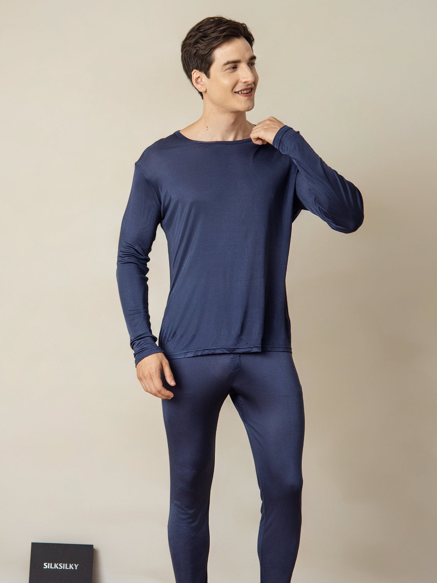 [أزرقغامق] SilkSilky-SA الحرير Mens Pajamas 003