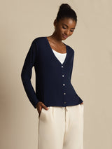 [أزرق غامق] SilkSilky-SA Long Sleeve كارديجان نسائي 003