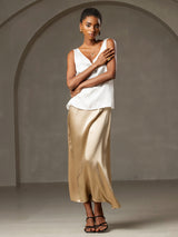 [أبيض] SilkSilky-SA Sleeveless V Neck كامي 006
