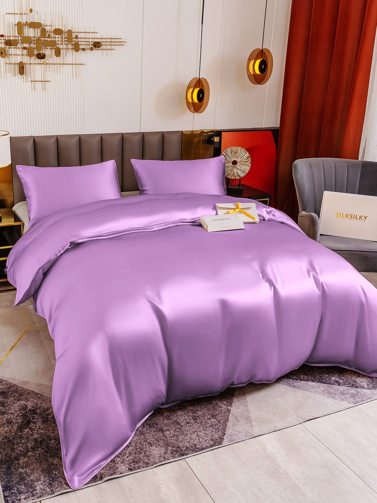 SilkSilky SA 19Momme الحرير الخالص Bedding Set المياهالخضراء 007