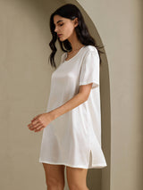 [أبيض] SilkSilky-SA Half Sleeve V Neck باس النوم 003