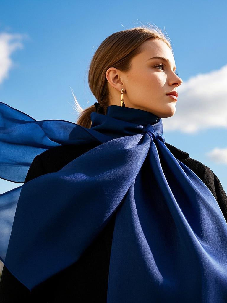 [أزرق غامق] SilkSilky-SA وشاح 001