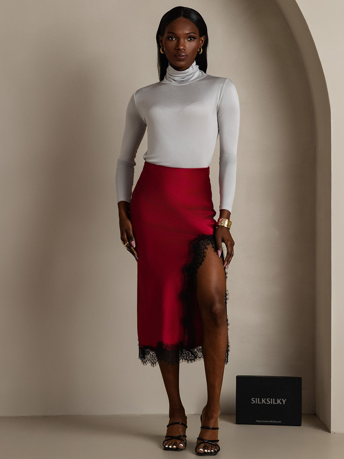 [رمادي فاتح] SilkSilky-SA الأكمام الطويلة ياقة مدورة تي شيرت نسائية 004